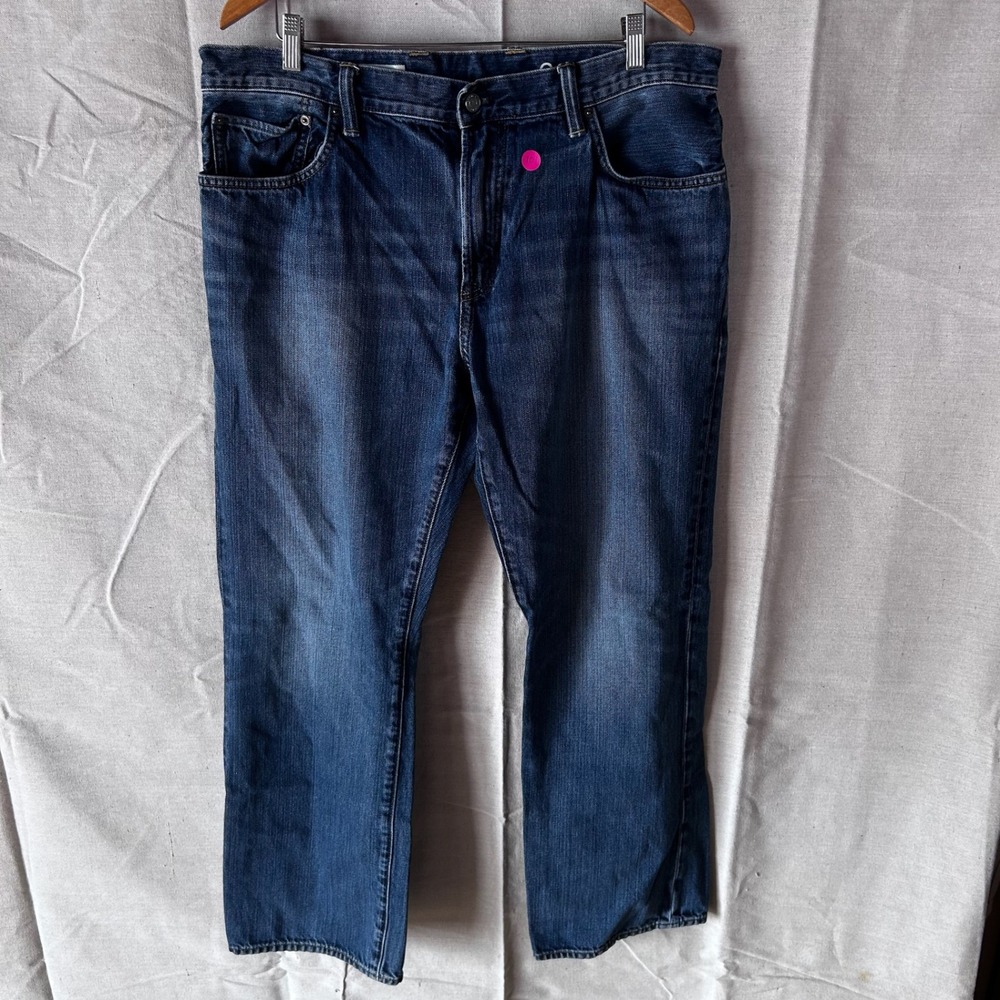 Gap 1969 Standard Fit‎ Mens Jeans 38x32 Dark Wash Blue Straight Leg Denim